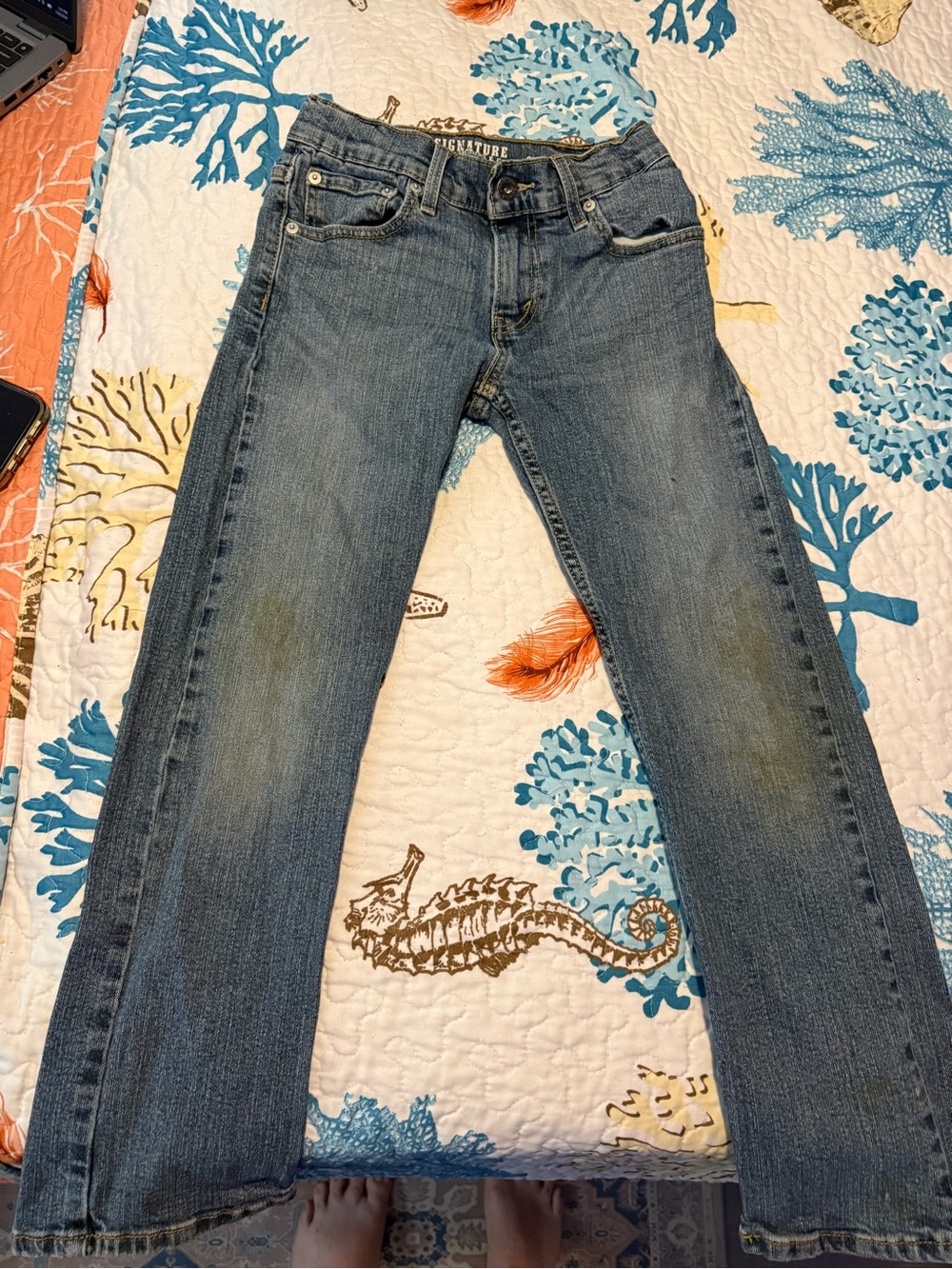 Signature by Levi Strauss Kids Blue Straight-Leg Jeans
